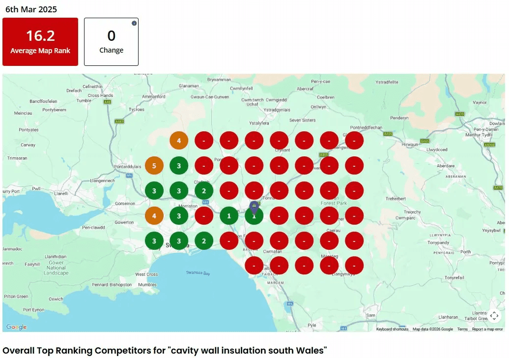 Cavity wall insulation south Wales - previous ranking