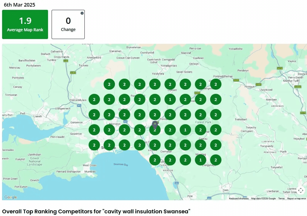 Cavity wall insulation Swansea - previous ranking