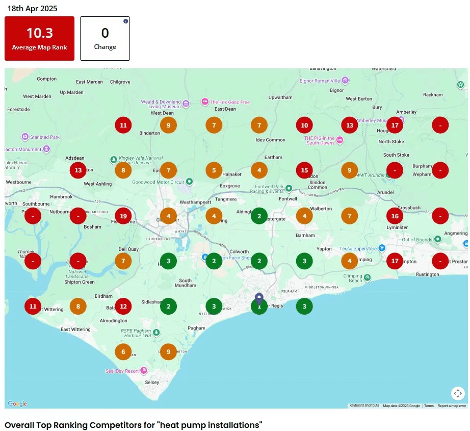 Heat pump installations - previous ranking