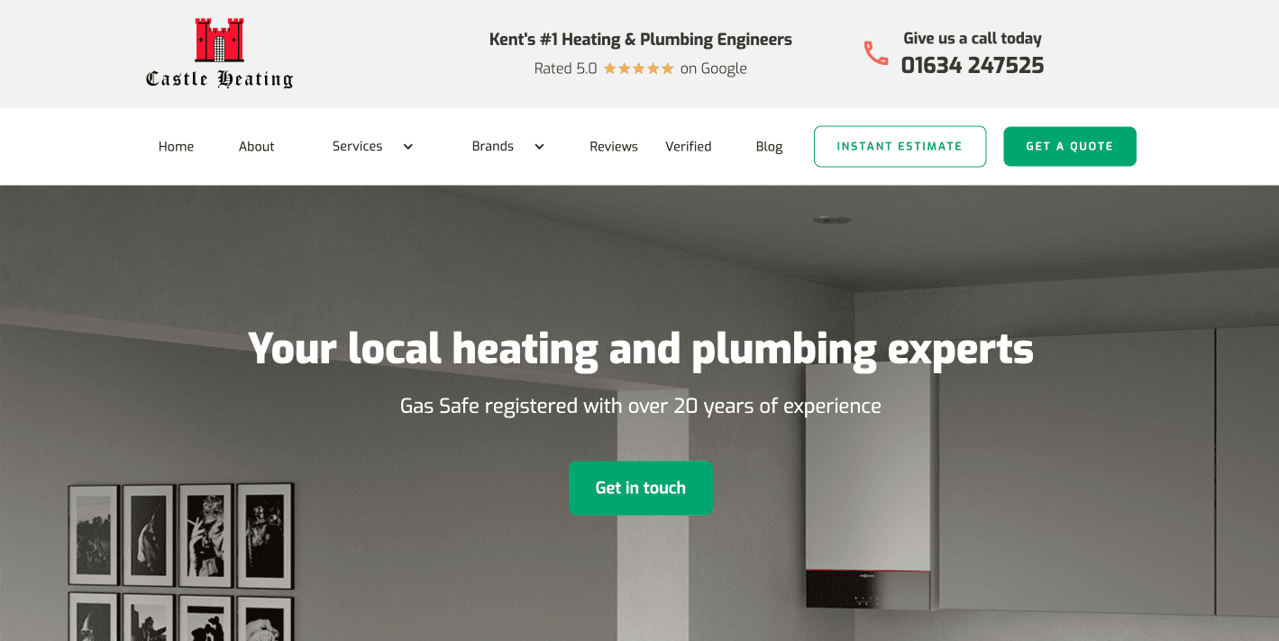 Castle Heating website