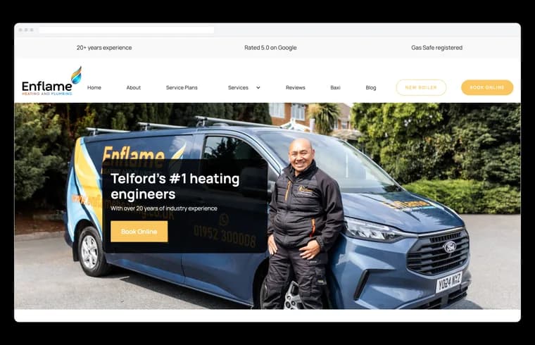 Enflame Heating website built by BUILT