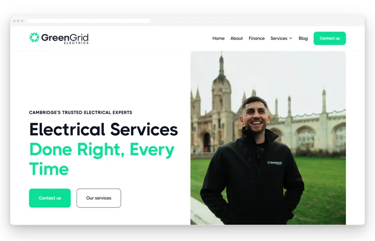 Greengrid Electrics website built by BUILT