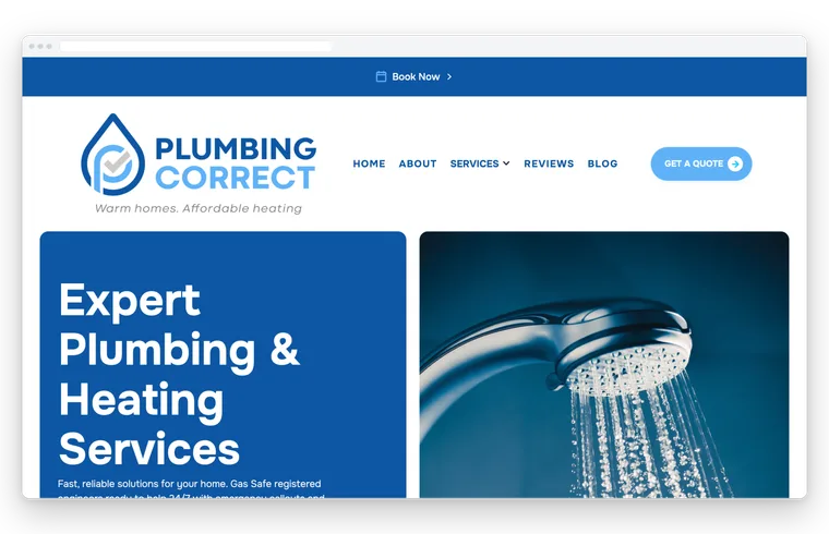 Plumbing Correct website built by BUILT