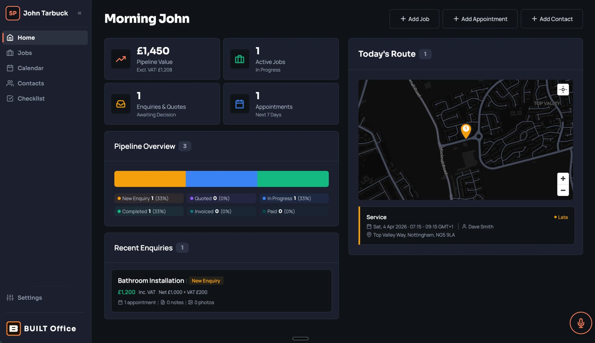 BUILT Office dashboard