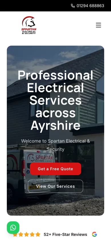 Spartan Electrics mobile view