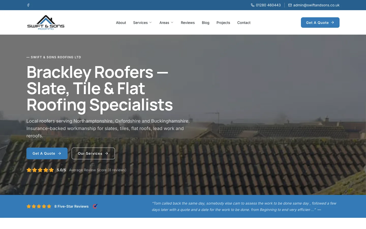 Swift & Sons website built by BUILT