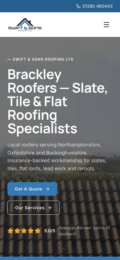 Swift & Sons mobile view